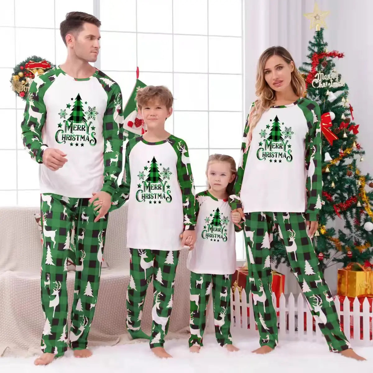 Christmas Family Matching Pajama Set, Mom Dad Kids 2-Piece Sleepwear, Baby Rompers