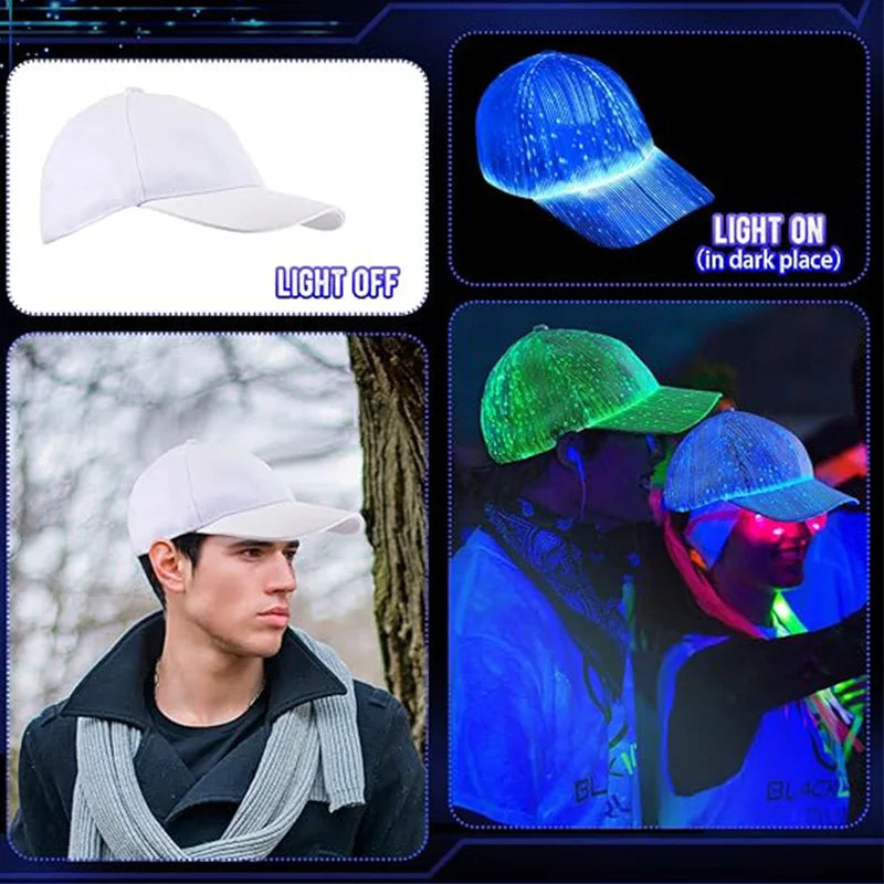 LED Light Up Baseball Hat - Flashing Pumpkin Cap for Halloween, Rave Parties, and Cosplay Costumes