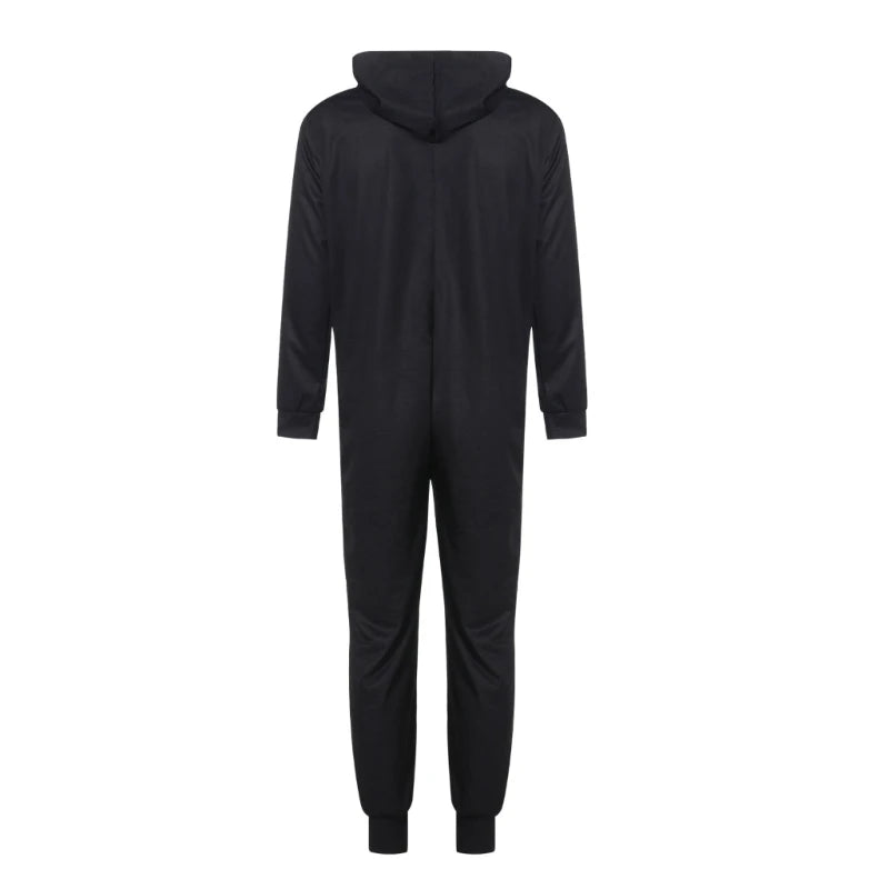 Black  Halloween Onesie, Hooded Zip-Up One-Piece Pajamas