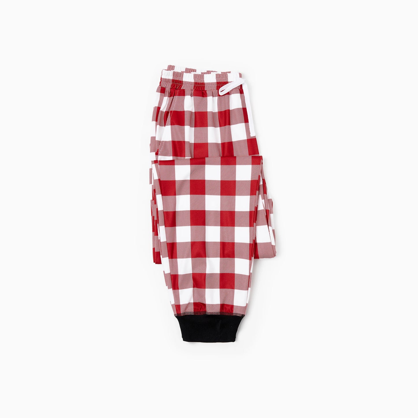 Christmas  Pajamas Sets Family Matching Red White Checkered Plaid Drawstring and Pockets