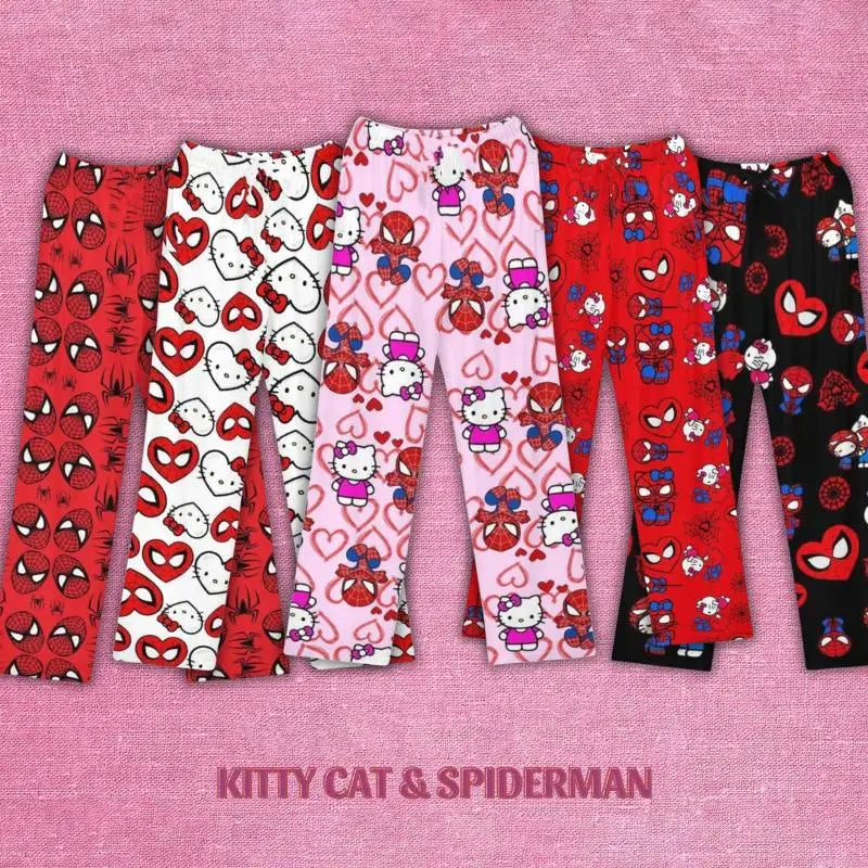 Kawaii Sanrios Hellokitty Pajama Trousers Spring Autumn Home Leisure Summer Cartoon Air Conditioning Wear Sleeping Loose Pants