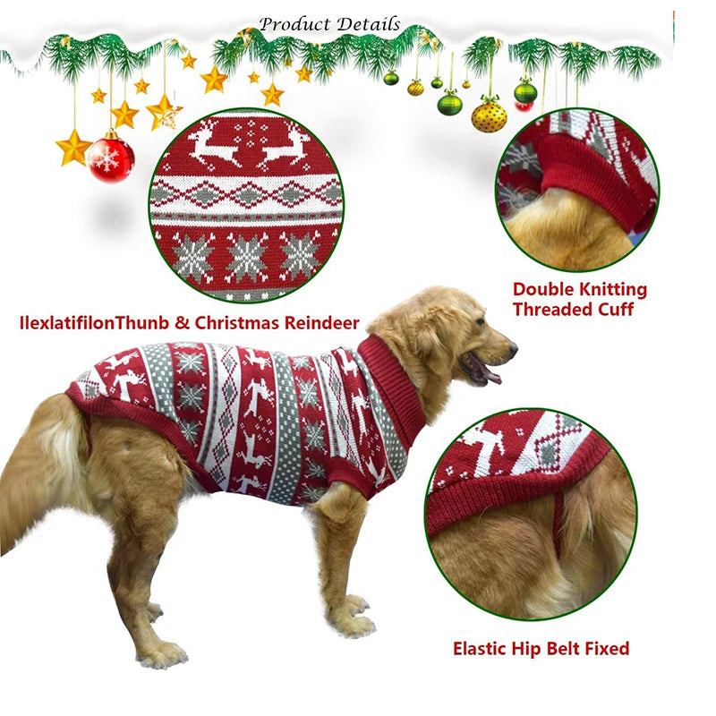 Dog Ugly Christmas Reindeer Sweater for Medium and Large Dogs