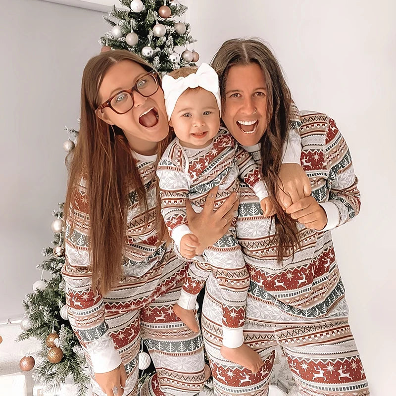 Hot Sall Winter Christmas Pajamas Set Mother Kids Look Loungewear Pjs Baby Pyjamas Children's Family Matching Outfits Sleepwear