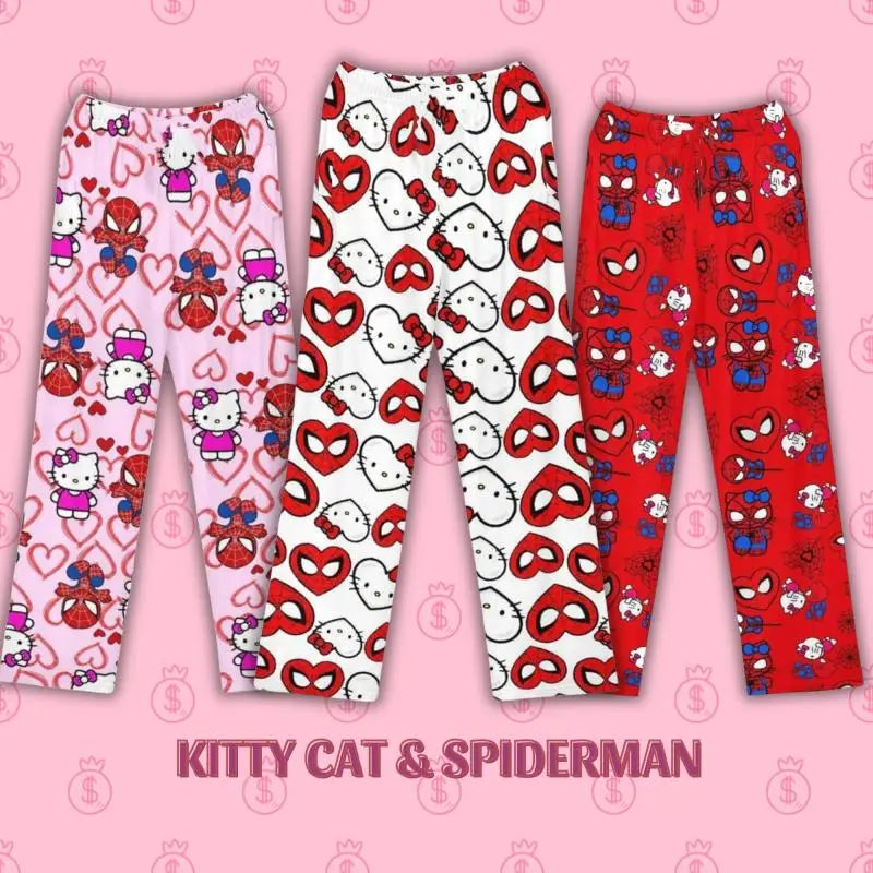 Kawaii Sanrios Hellokitty Pajama Trousers Spring Autumn Home Leisure Summer Cartoon Air Conditioning Wear Sleeping Loose Pants