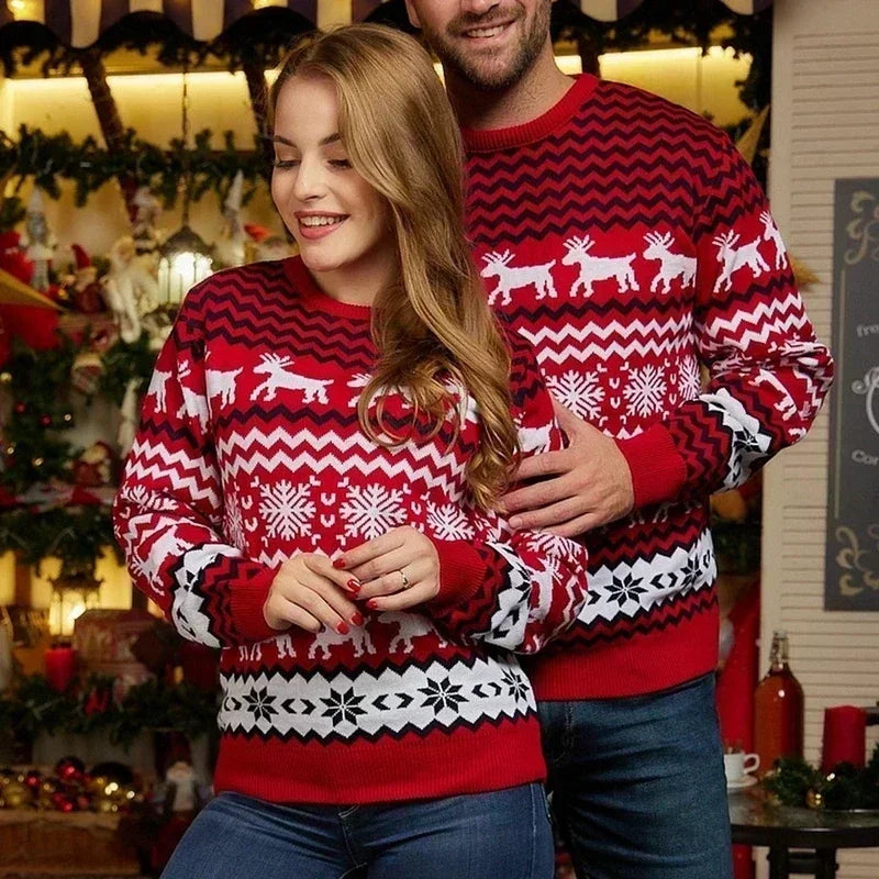 2024 New Christmas Matching Sweaters Soft Jumper Women Men Boys Girls Jacquard Pullover Top Warm Thick Knitwear Xmas Family Look