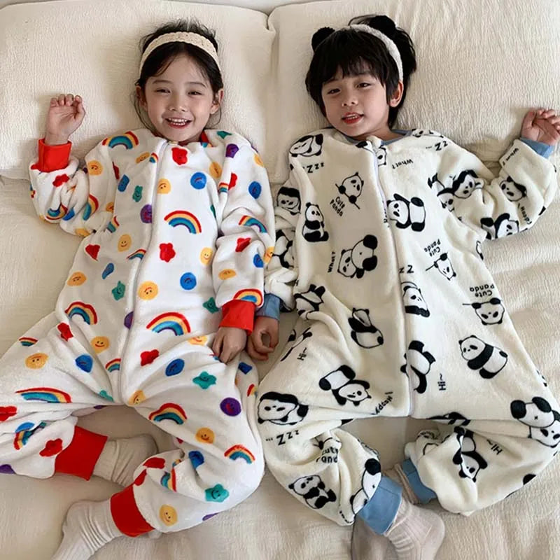 Cartoon Flannel Fleece Children Baby Sleeping Bag Sack Warm Winter Clothes Toddler Sleepsack Pajamas For Girls Boys Kids 1-6T