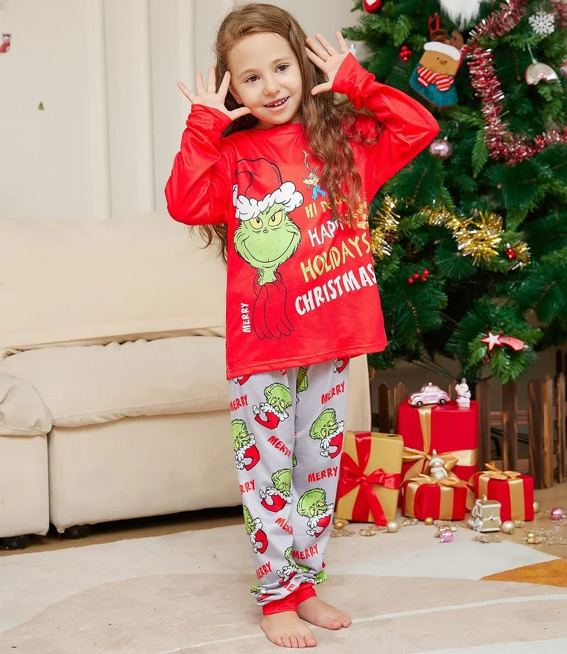 2024 Christmas Matching Family Pajamas, Santa Print Adult & Child Set with Baby Jumpsuit & Dog Clothes