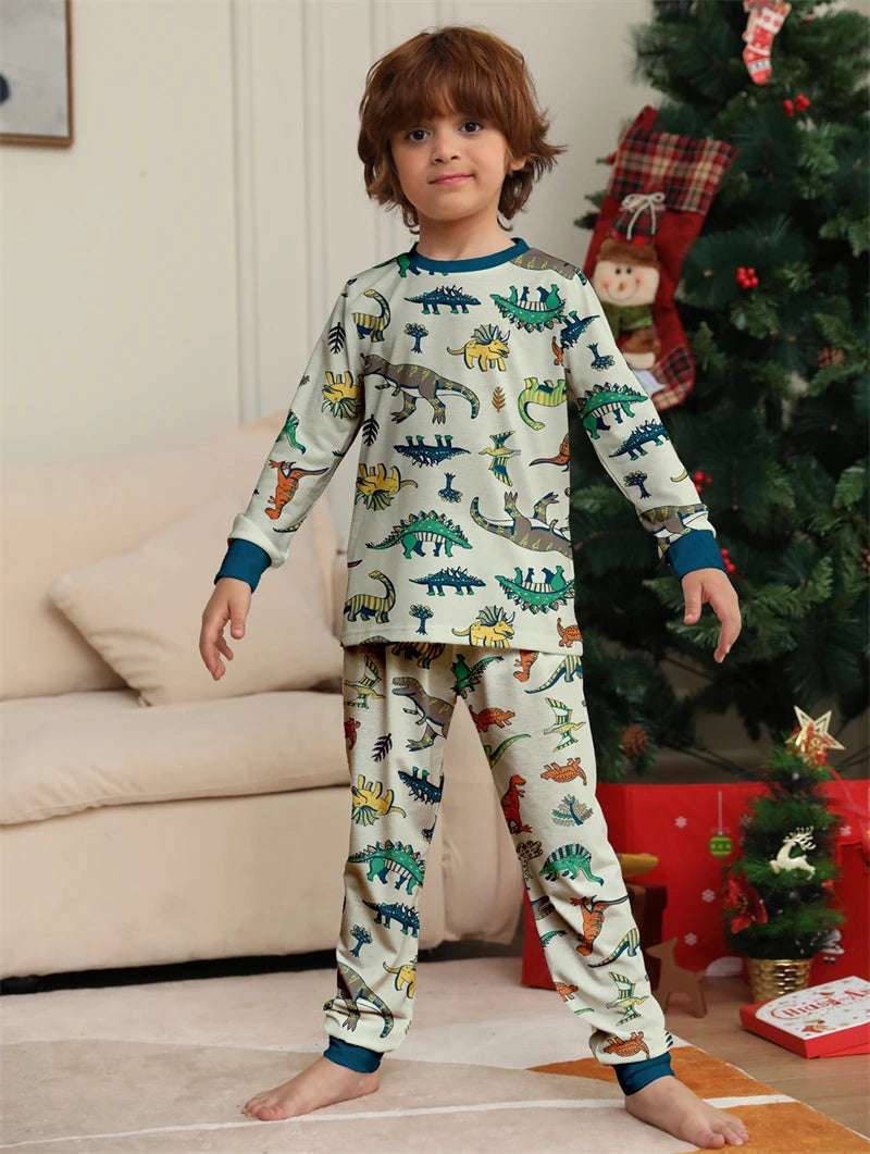 2024 Christmas Family Matching Dinosaur Pajamas – Fun Tops & Pants for Parents, Kids & Babies