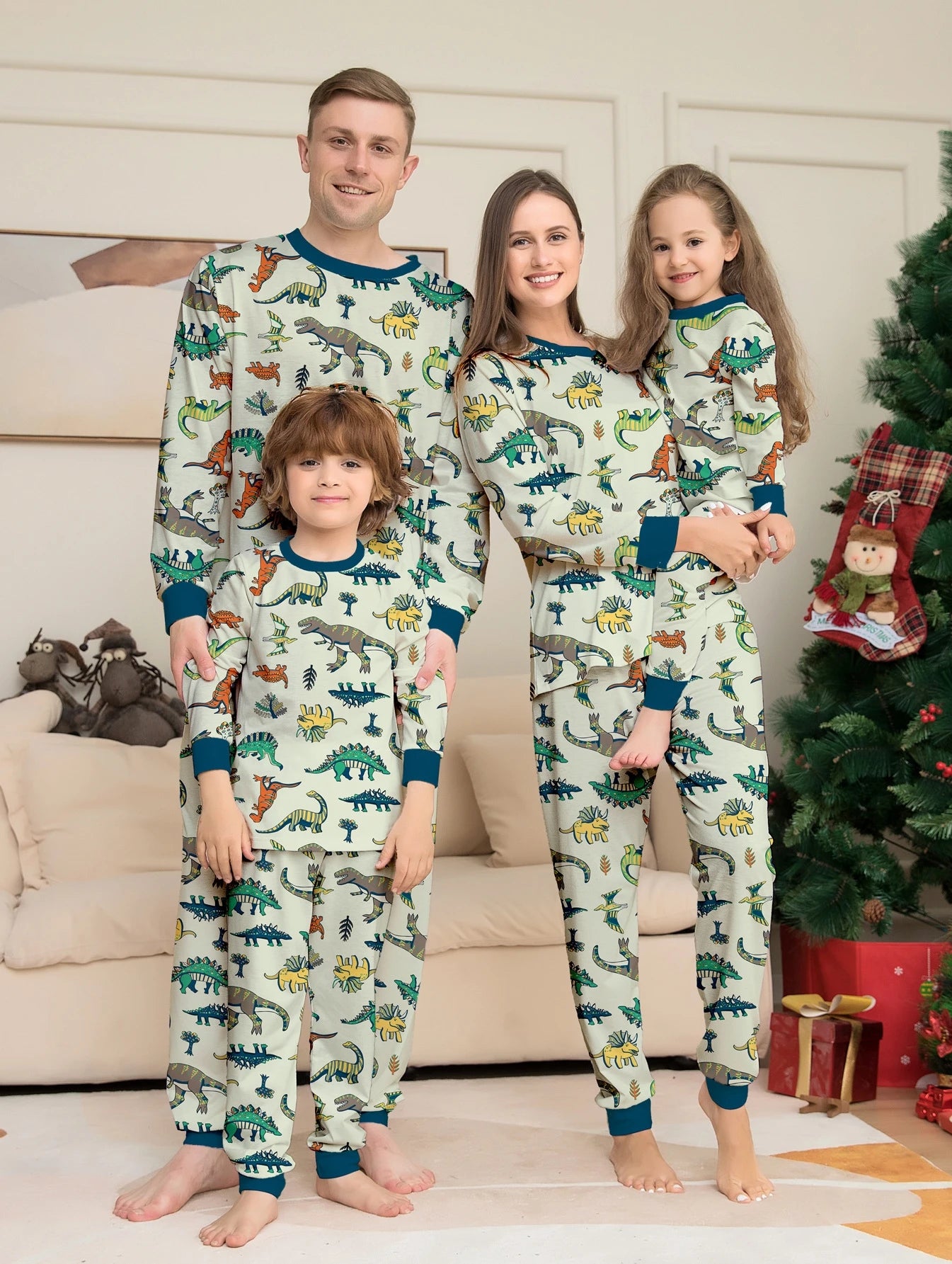 2024 Christmas Family Matching Dinosaur Pajamas – Fun Tops & Pants for Parents, Kids & Babies