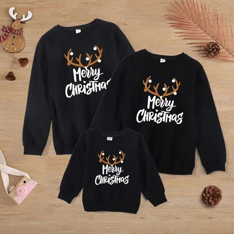 Baby Kids Winter Sweaters Christmas Family Matching Outfits Xmas T Shirt Deer Sweatshirt Mother Father Daughter Son Set