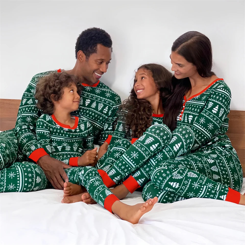 Hot Sall Winter Christmas Pajamas Set Mother Kids Look Loungewear Pjs Baby Pyjamas Children's Family Matching Outfits Sleepwear