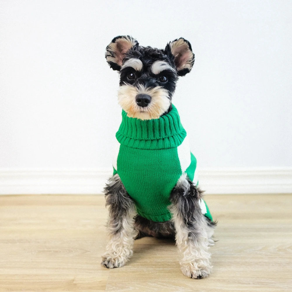 Turtleneck Dog Sweater – Knit Christmas Sweatshirt for Small Dogs in Cold Weather