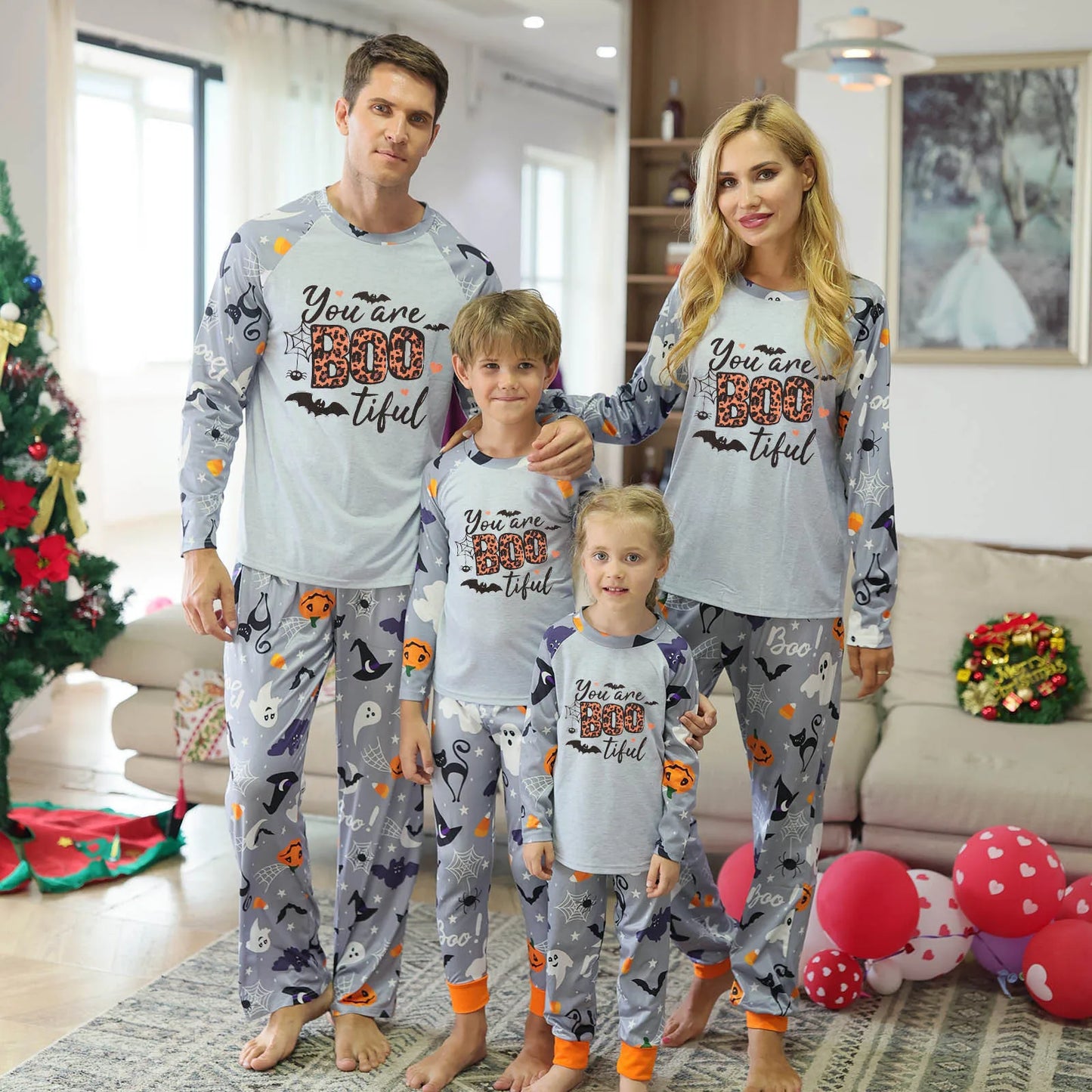 New 2024 Halloween Family Pajamas Fashion Skull Pumpkin Parent Child Suit Quality Family Matching Outfits  Festival Home Clothes