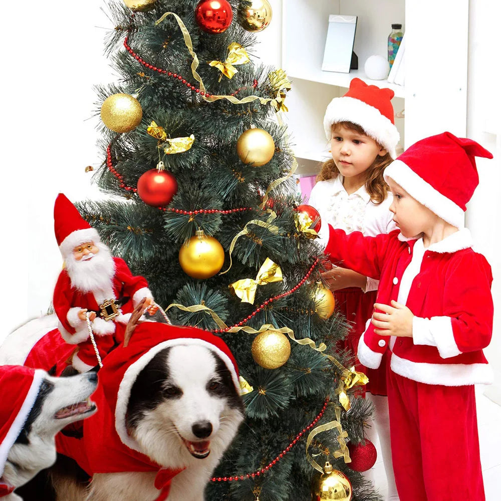 Creative Christmas Dog Costume Funny Christmas Santa Claus Riding on Dog Pet Cat Holiday Outfit Clothes Dressing Xmas