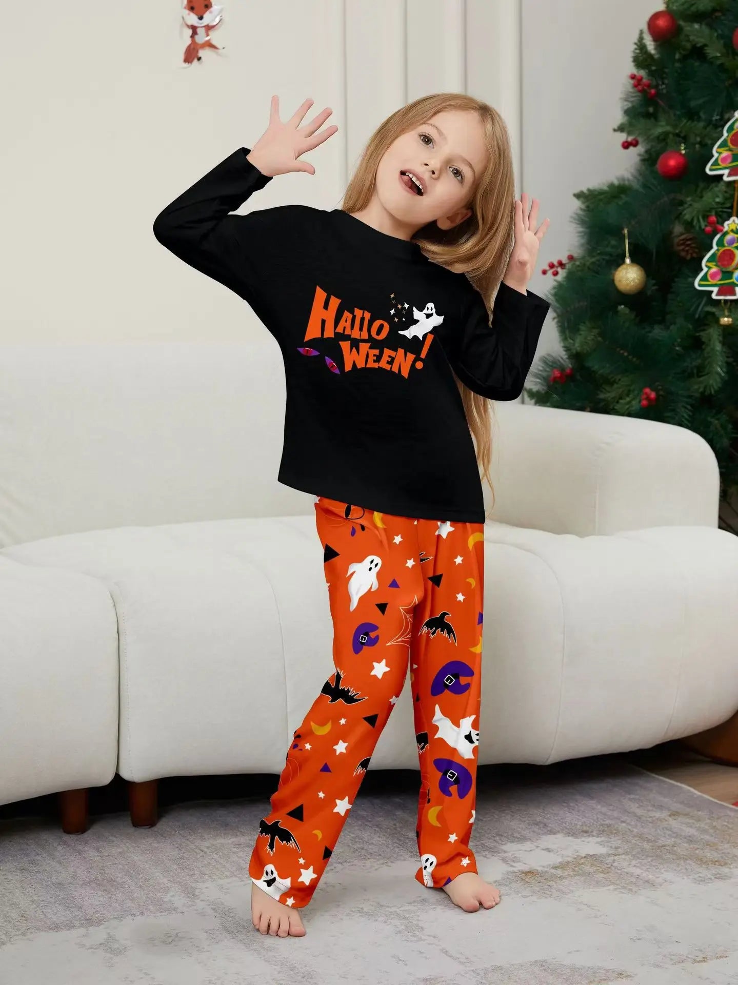 2024 Halloween Family Matching Pajamas Sets Long Sleeve Father Mother Children Nightwear Daddy Mommy and Me Pj's Clothes