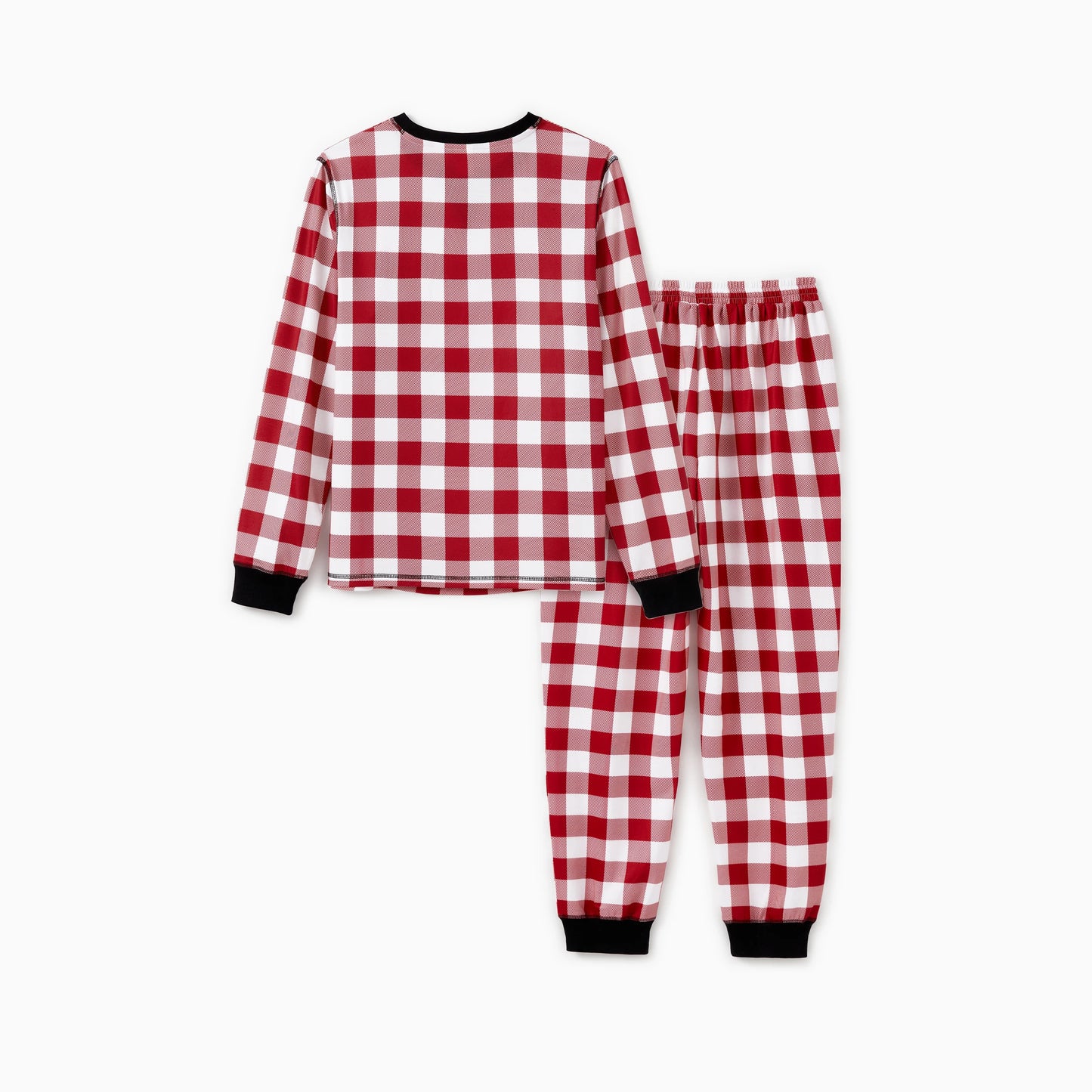 Christmas  Pajamas Sets Family Matching Red White Checkered Plaid Drawstring and Pockets