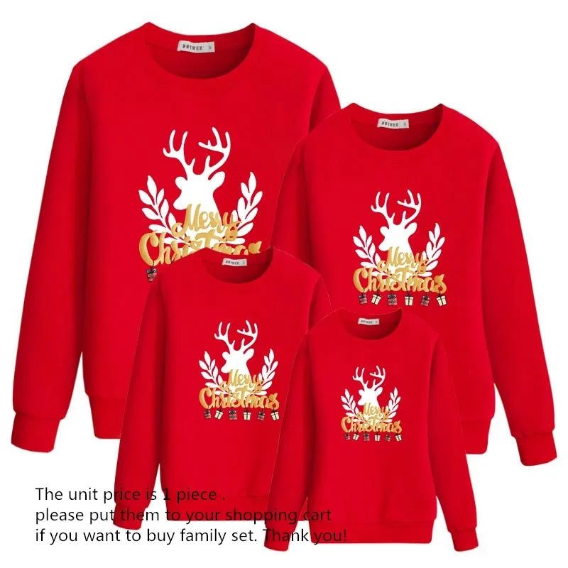 Baby Kids Winter Sweaters Christmas Family Matching Outfits Xmas T Shirt Deer Sweatshirt Mother Father Daughter Son Set