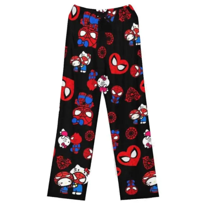 Kawaii Sanrios Hellokitty Pajama Trousers Spring Autumn Home Leisure Summer Cartoon Air Conditioning Wear Sleeping Loose Pants