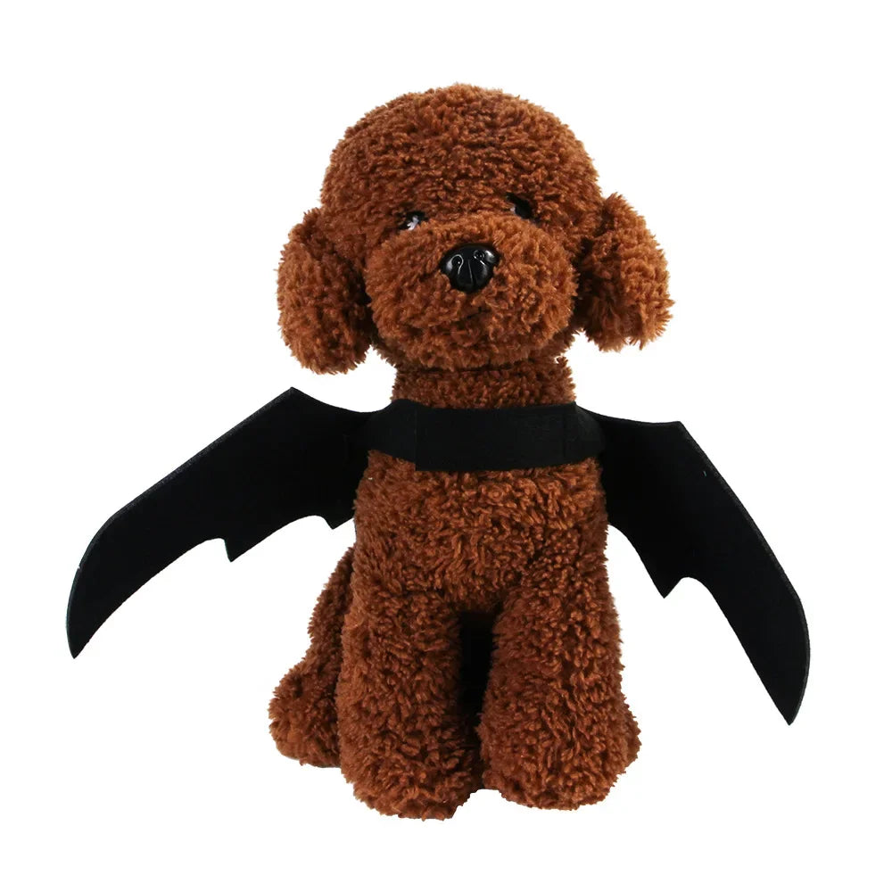 Halloween Small Pets Clothes Hat Bat Wings Funny Cat Dog Cosplay Costume Artificial Wing with Pumpkin Bells Halloween Supplies