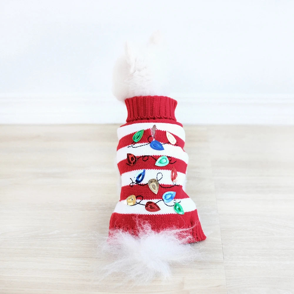 Turtleneck Dog Sweater – Knit Christmas Sweatshirt for Small Dogs in Cold Weather