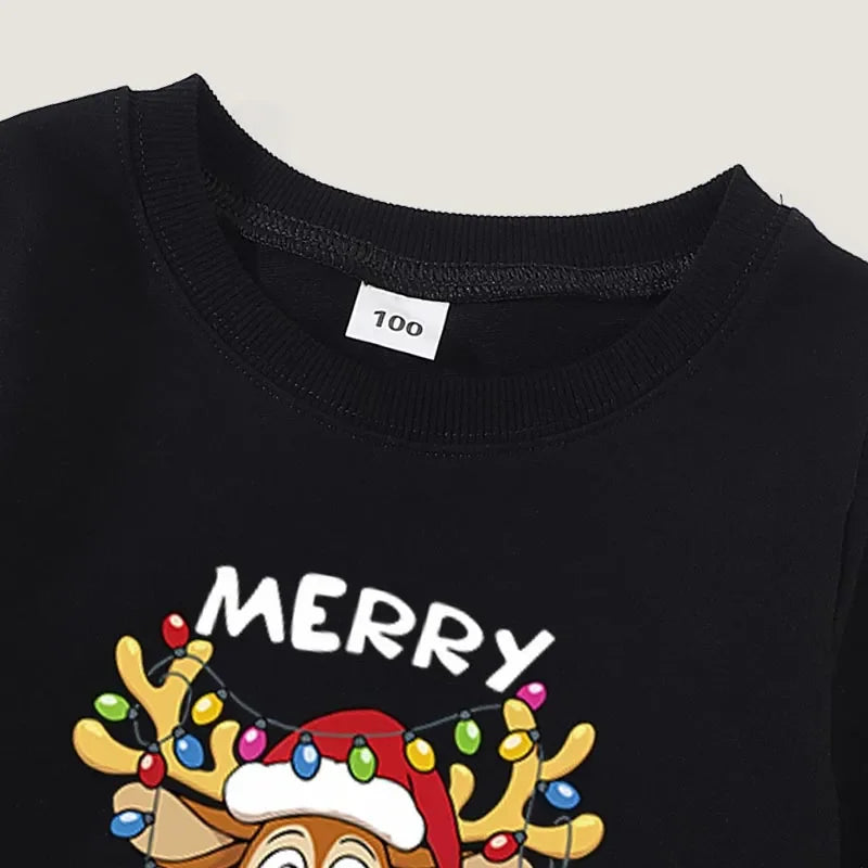 Baby Kids Winter Sweaters Christmas Family Matching Outfits Xmas T Shirt Deer Sweatshirt Mother Father Daughter Son Set