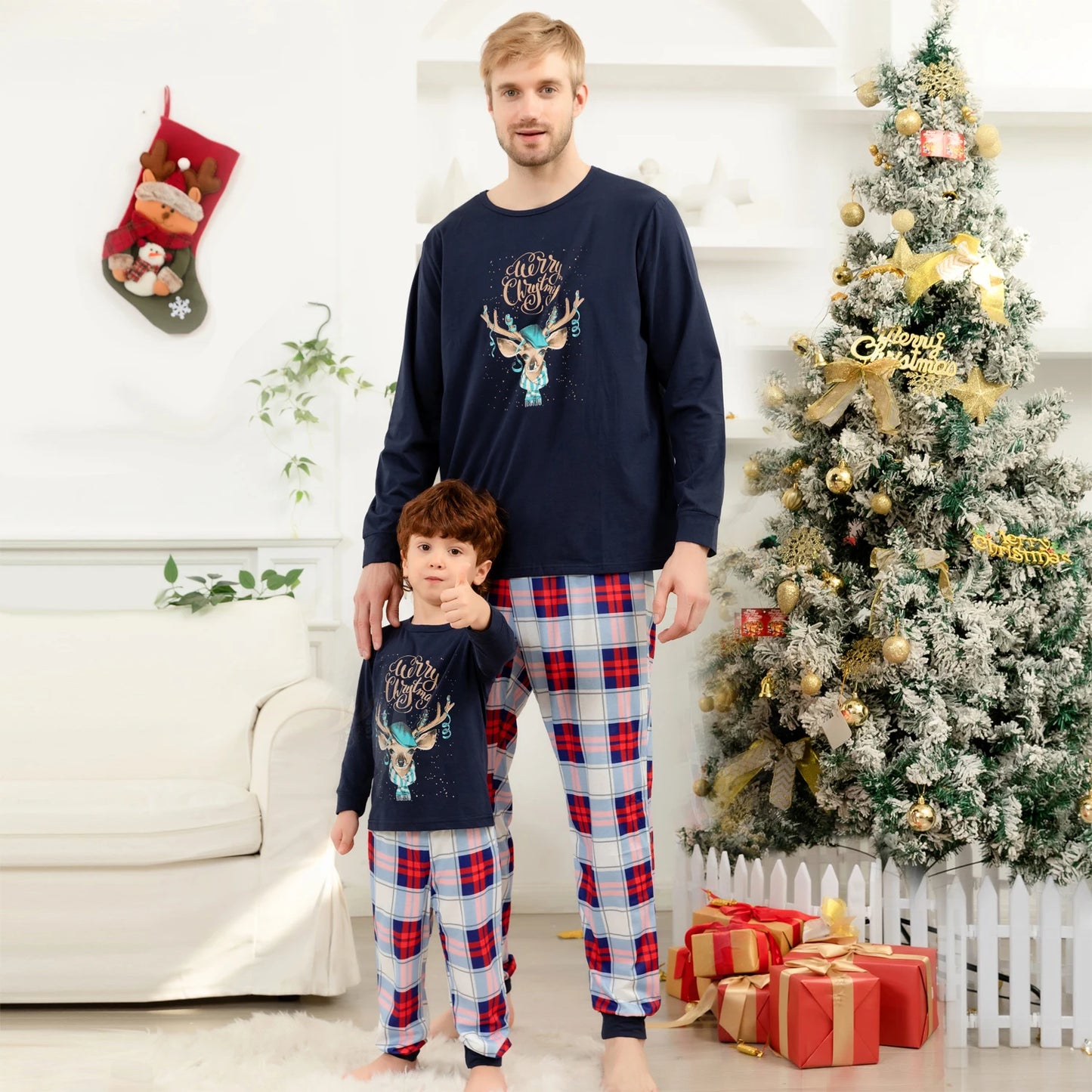 2024 Christmas Family Matching Pajamas – Cute Deer Print for Parents & Kids