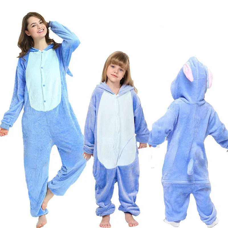 Unisex Anime Onesies – Hooded Flannel Jumpsuits for Family Matching Pajamas