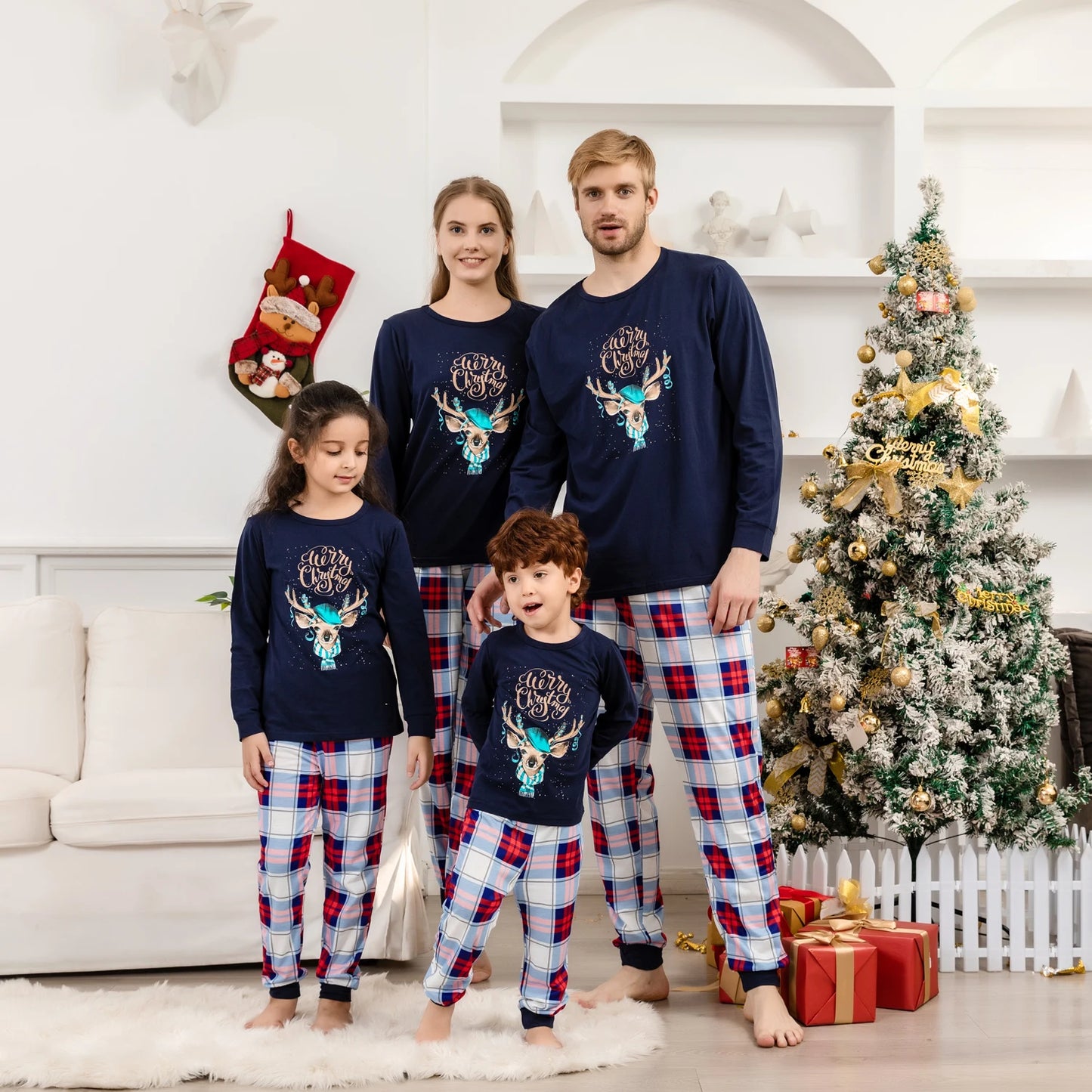 2024 Christmas Family Matching Pajamas – Cute Deer Print for Parents & Kids