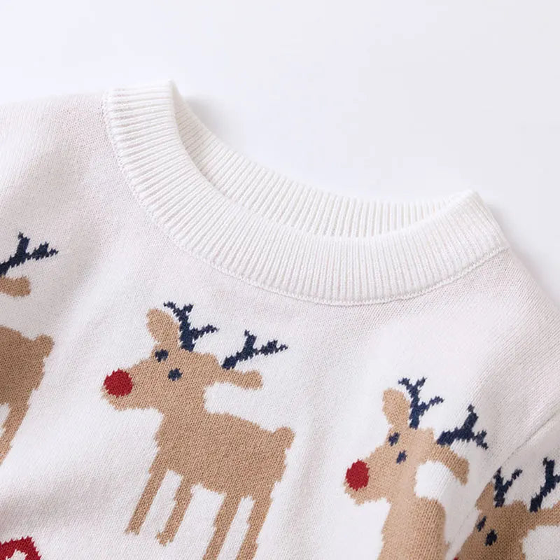 2023 Christmas Print Sweater Boys Girls Knit Pullover Cotton Clothes Autumn Winter Xmas Kids Slouchy Soft Wool Clothing Knitwear