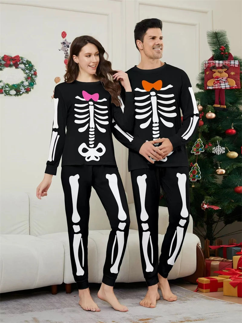 2024 Halloween Family Matching Outfits Skeleton Father Mother Children Pajamas Sets Daddy Mommy and Me Pj's Clothes Tops+Pants