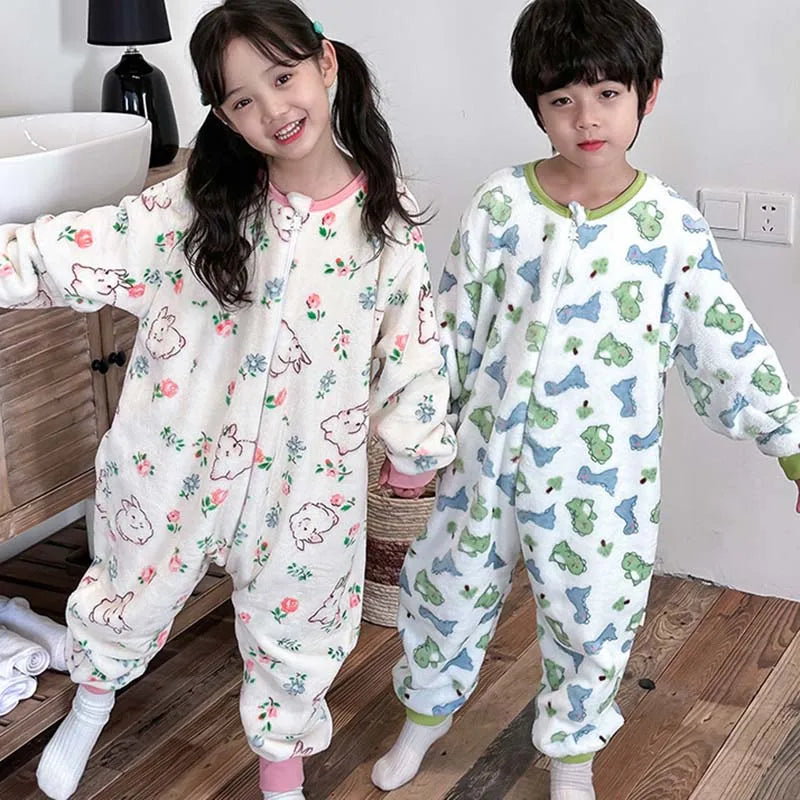 Cartoon Flannel Fleece Children Baby Sleeping Bag Sack Warm Winter Clothes Toddler Sleepsack Pajamas For Girls Boys Kids 1-6T