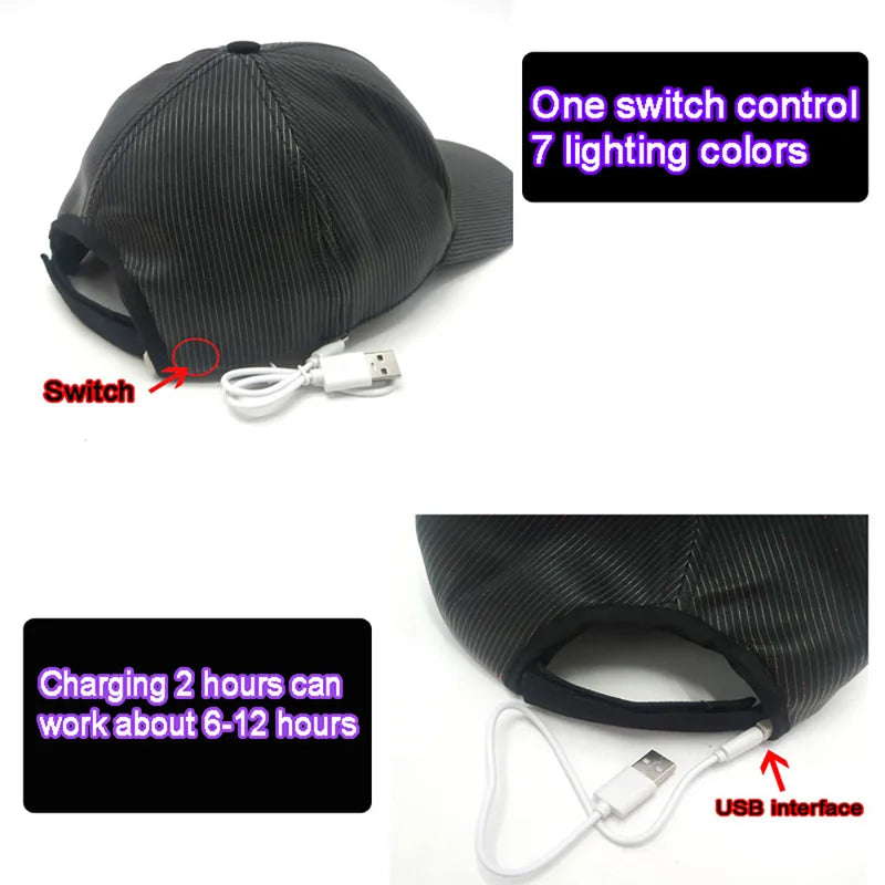 LED Light Up Baseball Hat - Flashing Pumpkin Cap for Halloween, Rave Parties, and Cosplay Costumes