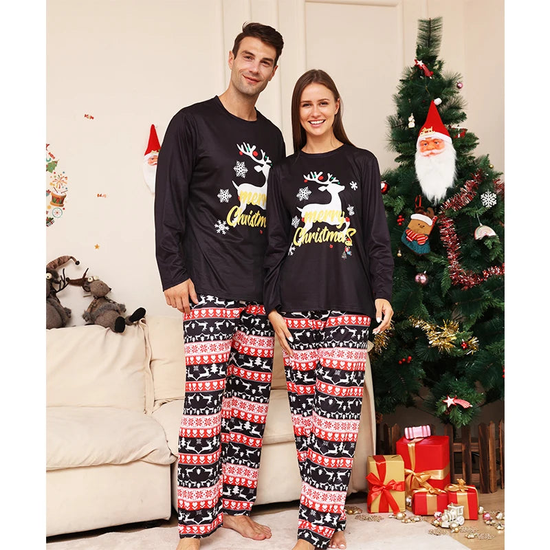 Family Matching Christmas Pajamas 2024 Adult Kids Xmas Outfit Set Mother Daughter Tops+Pants 2PCS Sleepwear Pyjamas Dog Clothes