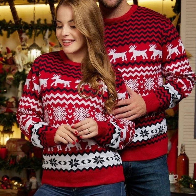 2024 New Christmas Matching Sweaters Soft Jumper Women Men Boys Girls Jacquard Pullover Top Warm Thick Knitwear Xmas Family Look