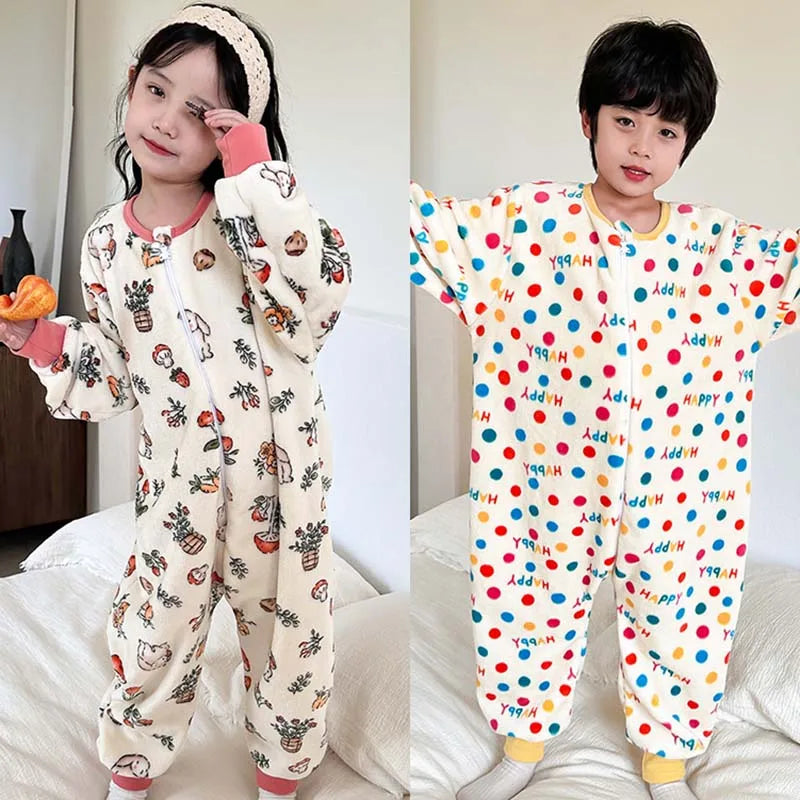 Cartoon Flannel Fleece Children Baby Sleeping Bag Sack Warm Winter Clothes Toddler Sleepsack Pajamas For Girls Boys Kids 1-6T