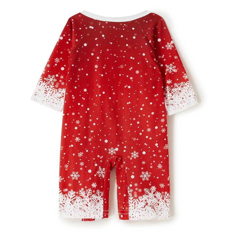 Matching Family Christmas Pajamas Outfit Long Sleeve Deer Snowflake Print Pullover Pants Set for Adult Kids