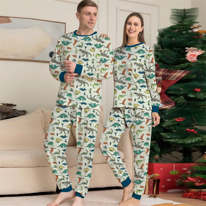 2024 Christmas Family Matching Dinosaur Pajamas – Fun Tops & Pants for Parents, Kids & Babies