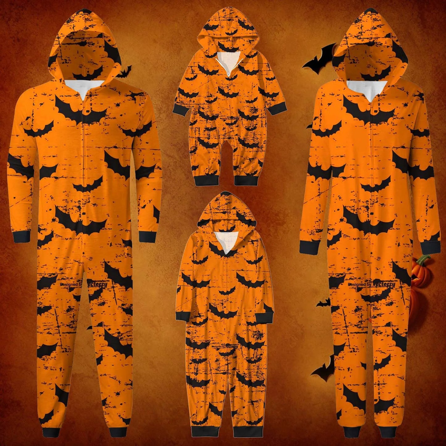 2024 New Halloween Party Clothes for Family Look Mother Father Kids Matching Outfits Bat Pattern Pajamas Set Soft Sleepwear