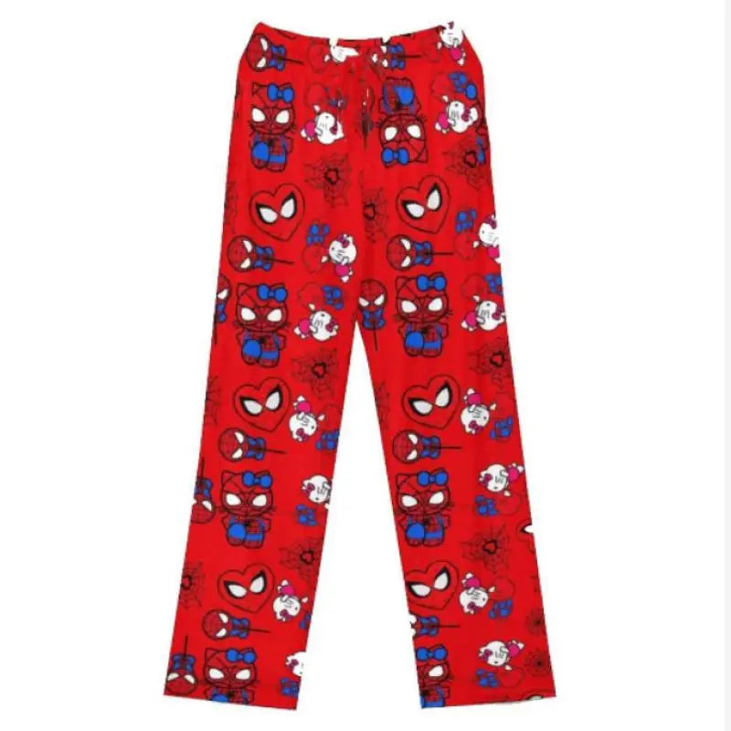 Kawaii Sanrios Hellokitty Pajama Trousers Spring Autumn Home Leisure Summer Cartoon Air Conditioning Wear Sleeping Loose Pants