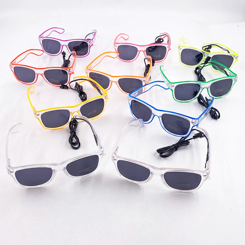 LED Light Up Glasses - Neon Luminous Goggles for Christmas, Cosplay