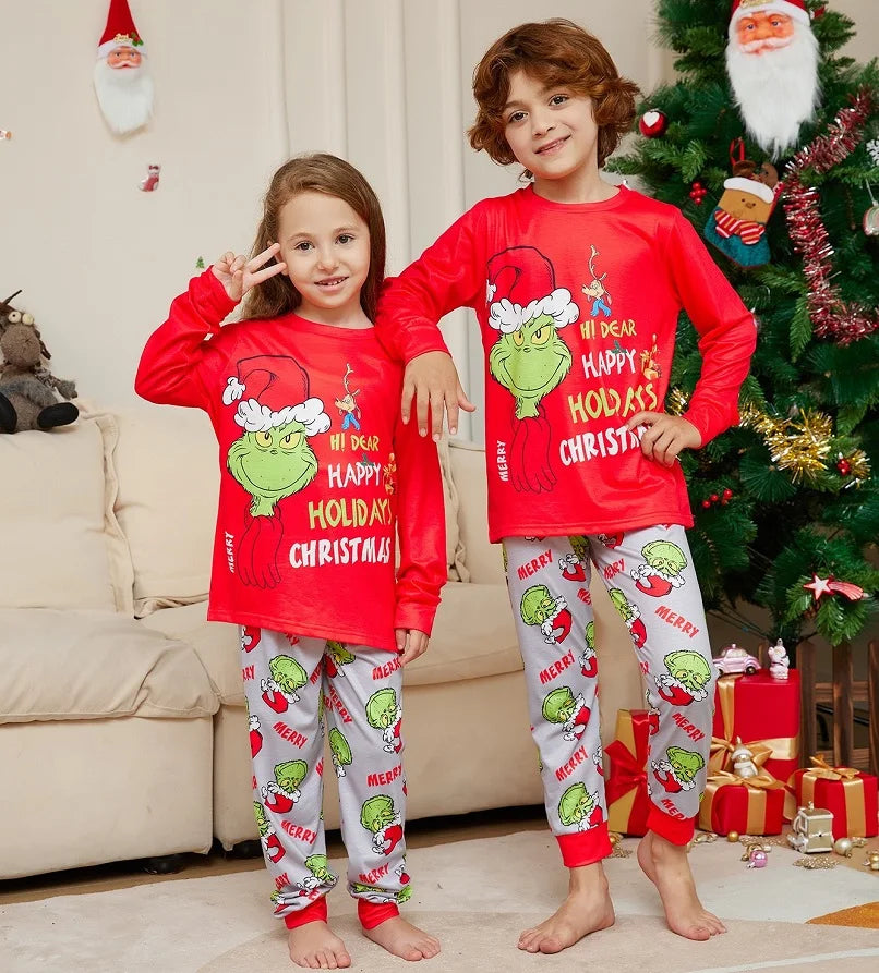 2024 Christmas Matching Family Pajamas, Santa Print Adult & Child Set with Baby Jumpsuit & Dog Clothes