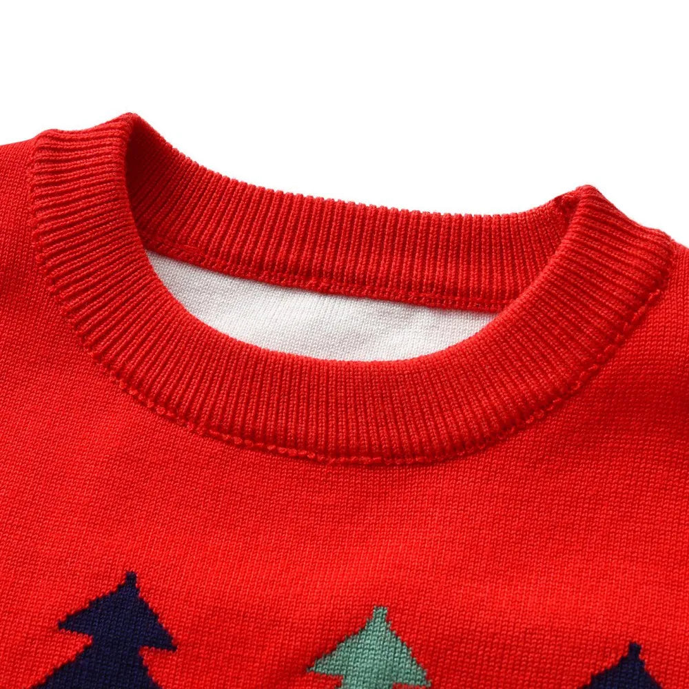 Christmas Kids Sweater Casual Baby Warm Elk Printed Knitted Girls Sweater Boys Girls Xmas Tree Pullovers Clothes