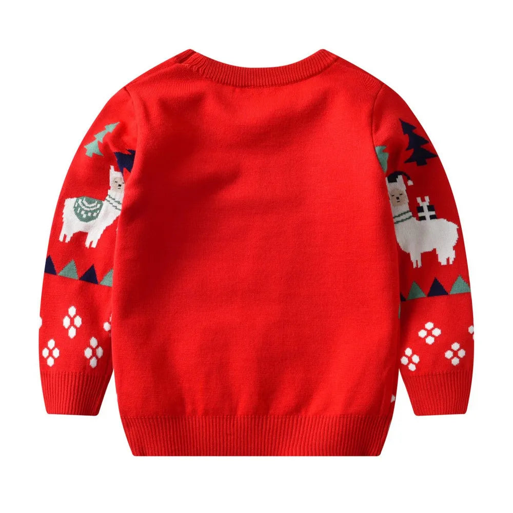 Christmas Kids Sweater Casual Baby Warm Elk Printed Knitted Girls Sweater Boys Girls Xmas Tree Pullovers Clothes