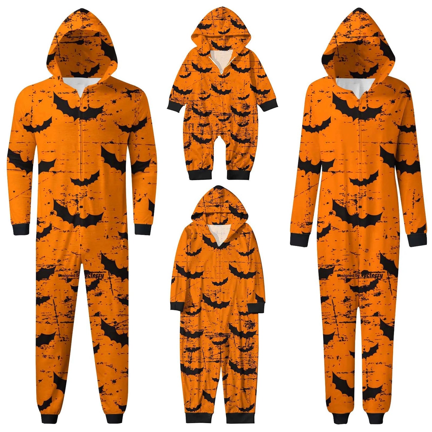 2024 New Halloween Party Clothes for Family Look Mother Father Kids Matching Outfits Bat Pattern Pajamas Set Soft Sleepwear