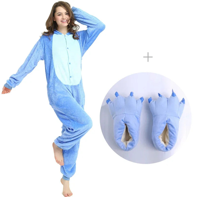 Unisex Anime Onesies – Hooded Flannel Jumpsuits for Family Matching Pajamas