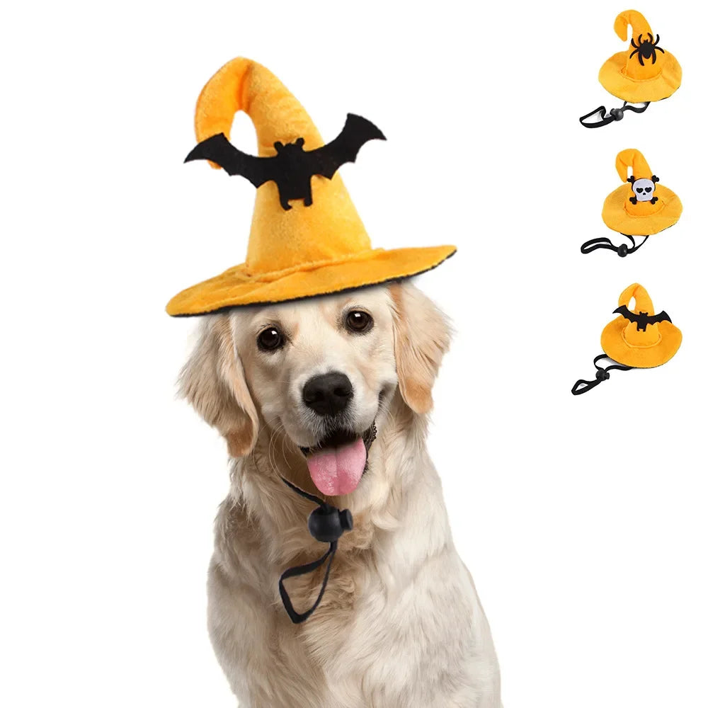 Halloween Small Pets Clothes Hat Bat Wings Funny Cat Dog Cosplay Costume Artificial Wing with Pumpkin Bells Halloween Supplies