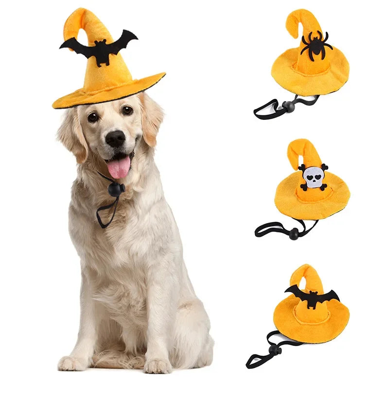 Halloween Small Pets Clothes Hat Bat Wings Funny Cat Dog Cosplay Costume Artificial Wing with Pumpkin Bells Halloween Supplies