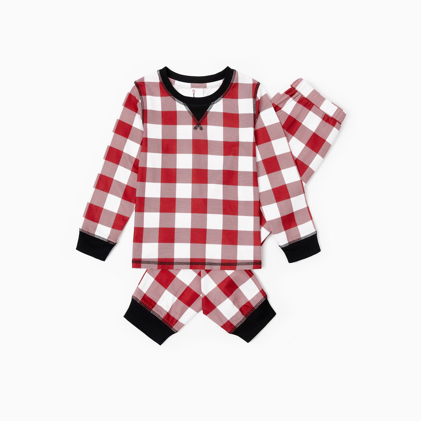 Christmas  Pajamas Sets Family Matching Red White Checkered Plaid Drawstring and Pockets