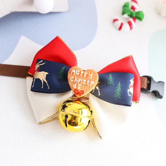 Festive Christmas Pet Collar Bow Tie | Adorable Holiday Accessory for Dogs & Cats