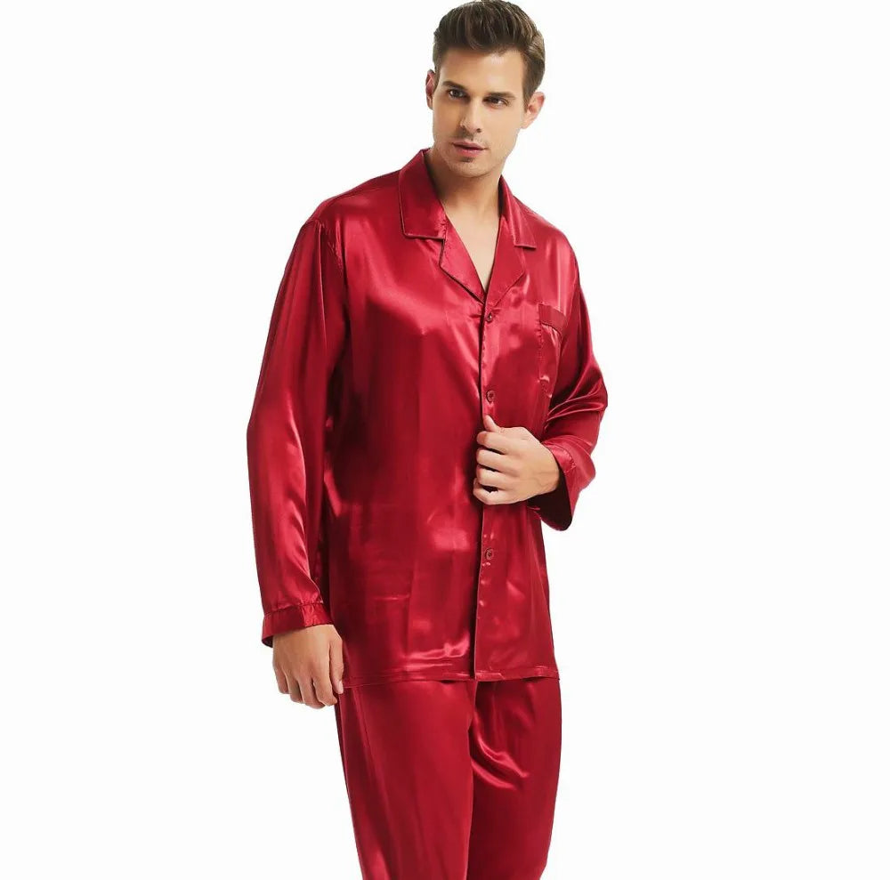 Mens Silk Satin Pajamas Set  Pajama Pyjamas Set  PJS  Set  Sleepwear  Loungewear  S,M,L,XL,2XL,3XL,4XL__Perfect  Gifts